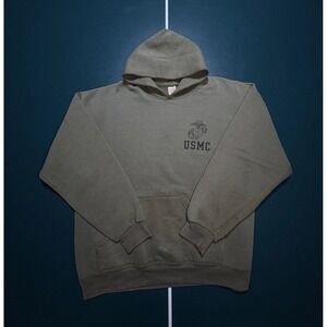 Vintage USMC Hoodie Sweatshirt Men's XL Marine Faded Green Distressed 90s USA